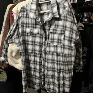 Fate Black and White Plaid Shirt